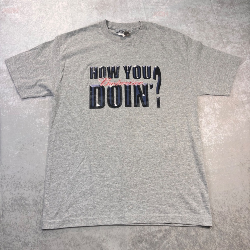 Vintage Y2K Budweiser Promo Tee "How You Doin?" Gray Graphic T-Shirt Large